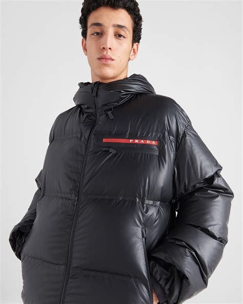 prada hooded padded jacket blue|prada re nylon puffer jacket.